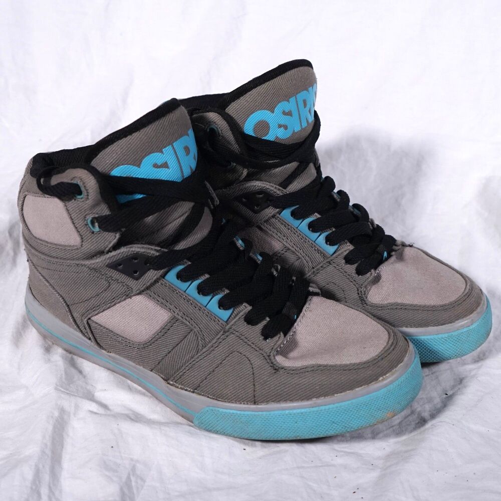 Osiris NYC 83 Vulc Y2K Sneakers Gray Cyan Blue Mens Size 8.5